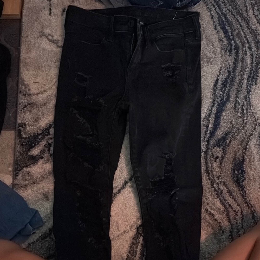 American Eagle Outfitters Black Ripped Skinny Jeans